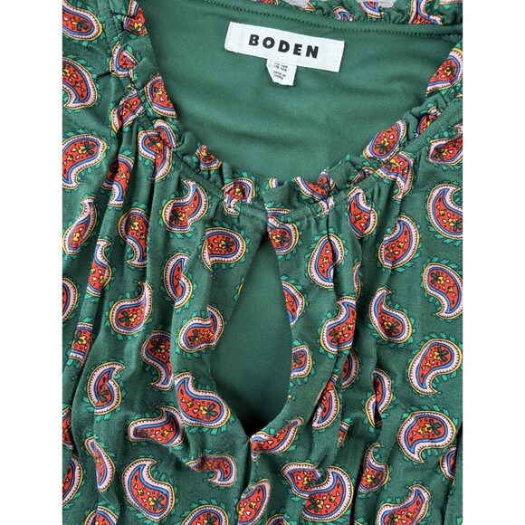 Boden Paisley Jersey Maxi Dress Size 12 Green Long Sleeve - Picture 5 of 8